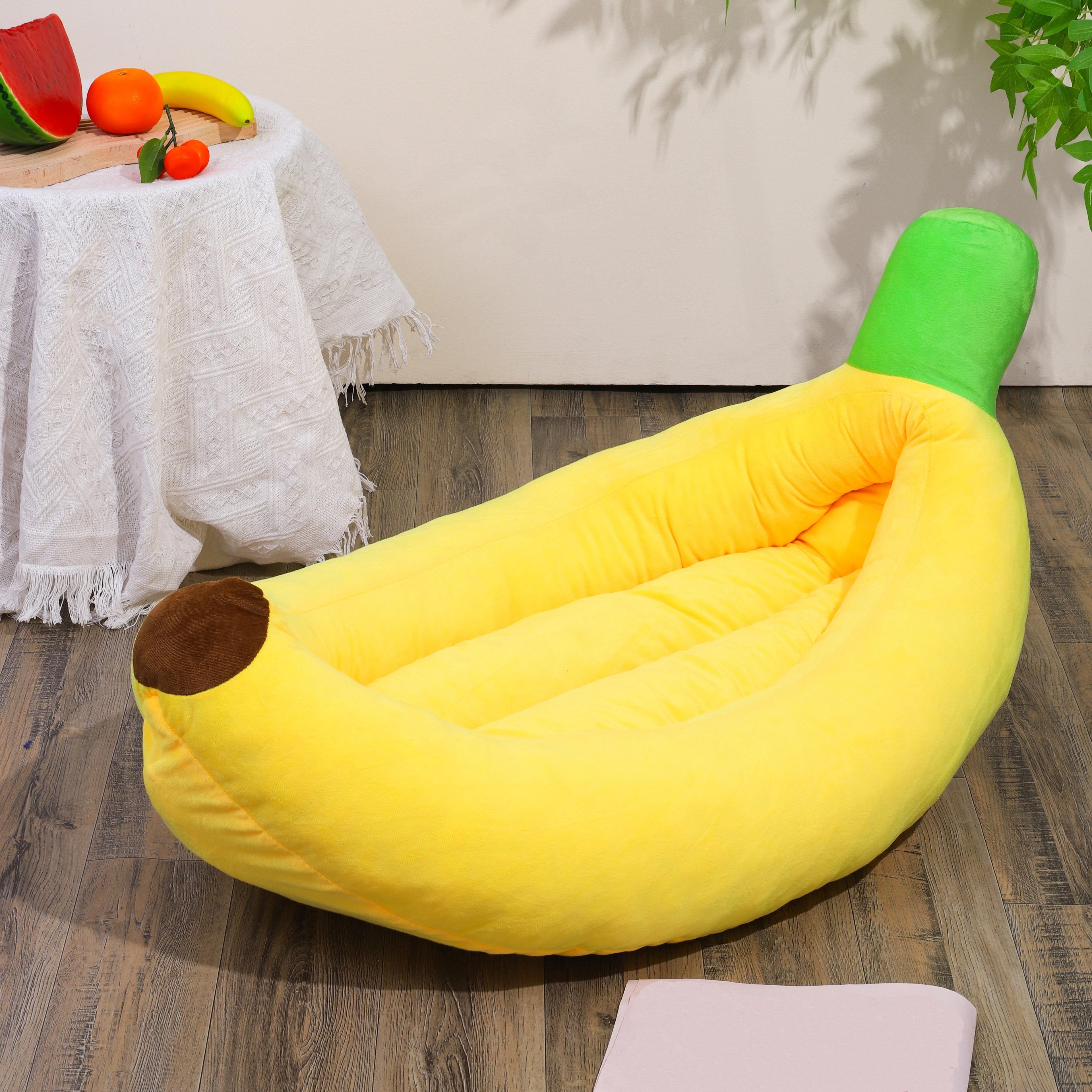 1pc yellow banana boat nest can be disassembled and washed small and medium-sized cats and dogs general pet bed warm dog nest banana shaped nest