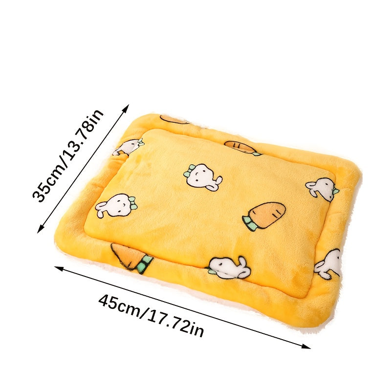 Extra Warm Winter Plush Pet Mat - Thick Soft Cushioned Bed with Cute, Non-Slip Washable Small animal mattress for Cats, Rabbits, Small Dogs - Easy Clean Indoor/Outdoor use, 45x35cm (17.7x13.8in), 3 Colors - Ideal Gift for Pet Lovers