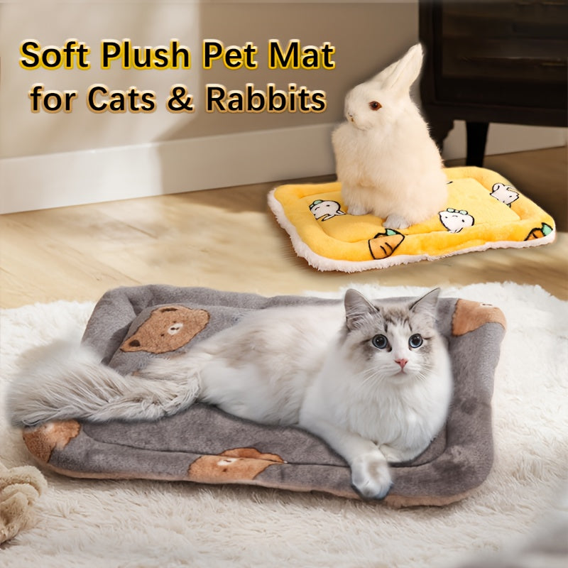 Extra Warm Winter Plush Pet Mat - Thick Soft Cushioned Bed with Cute, Non-Slip Washable Small animal mattress for Cats, Rabbits, Small Dogs - Easy Clean Indoor/Outdoor use, 45x35cm (17.7x13.8in), 3 Colors - Ideal Gift for Pet Lovers