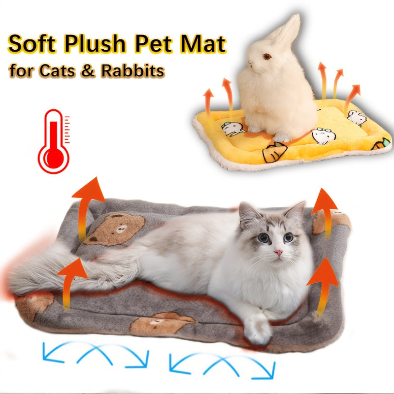 Extra Warm Winter Plush Pet Mat - Thick Soft Cushioned Bed with Cute, Non-Slip Washable Small animal mattress for Cats, Rabbits, Small Dogs - Easy Clean Indoor/Outdoor use, 45x35cm (17.7x13.8in), 3 Colors - Ideal Gift for Pet Lovers