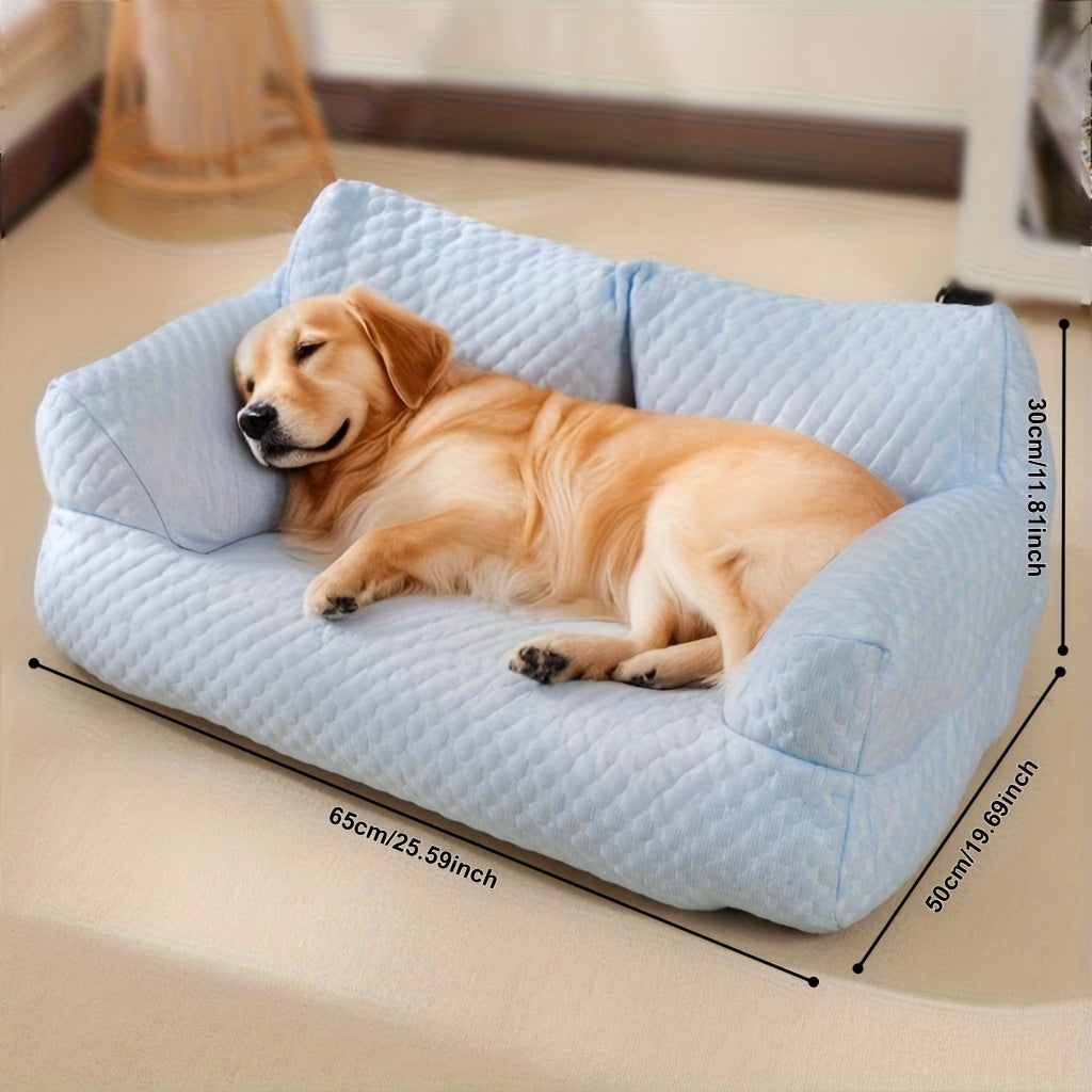 Ice Sliky Fiber Fabric Cooling Pet Bed, Breathable Washable Dog Sofa and Summer Sleep Mattress for Small/Medium/Large Cats & Dogs, Portable Dog Bed, Dog Bed Covers Washable, Dog Bed with Pillow, Dog Bed Cosy, Heavy Duty Dog Bed, Dog Lounge Bed, Extra