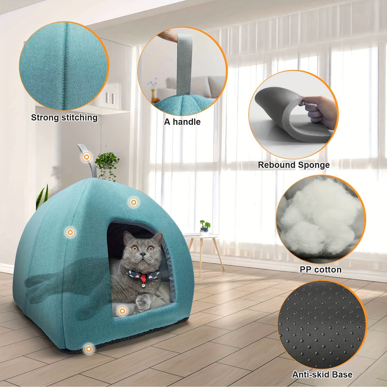 Cozy Cat Cave Bed for Indoor Cats - Soft Removable Washable Cushioned Pillow, No Assembly Needed Classic Design Cat Tent House for Small & Medium Pets, Pet Bed & Furniture