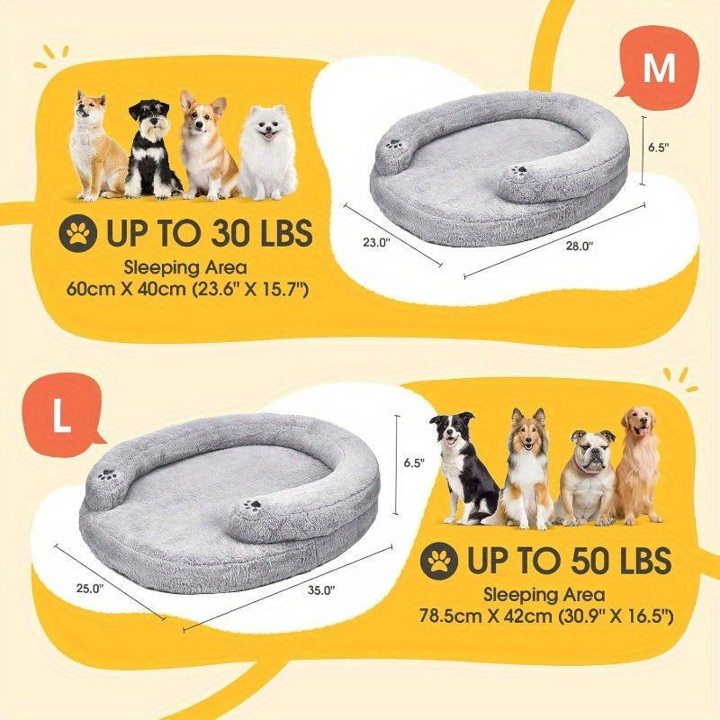 Pet Soft CuddleNest Orthopedic Dog Bed Small Medium Size Dog, High Quality Supportive Foam Cat Couch Bolster Pet Bed with Pillow, Removable Washable Cover, NonSlip Bottom, Grey