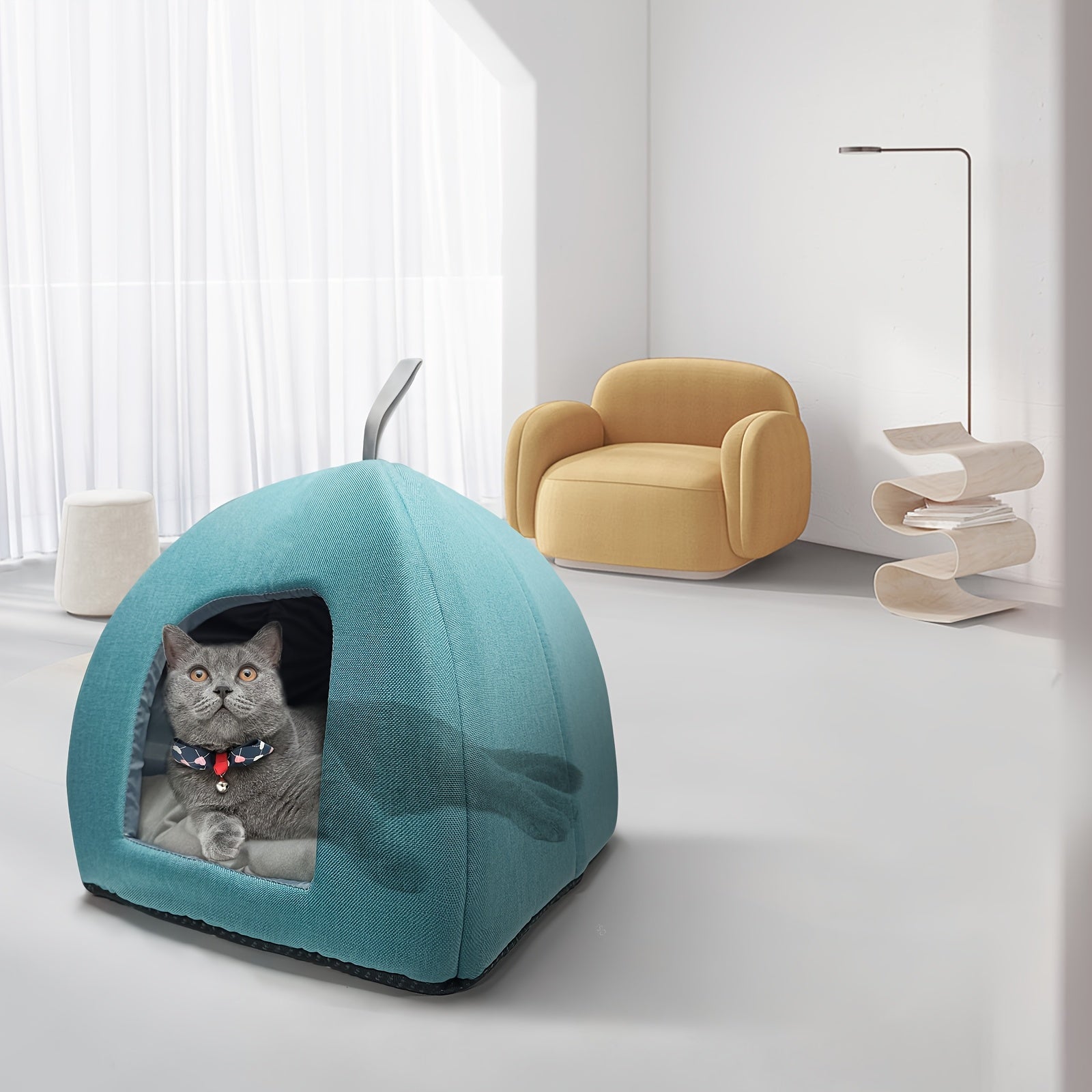 Cozy Cat Cave Bed for Indoor Cats - Soft Removable Washable Cushioned Pillow, No Assembly Needed Classic Design Cat Tent House for Small & Medium Pets, Pet Bed & Furniture