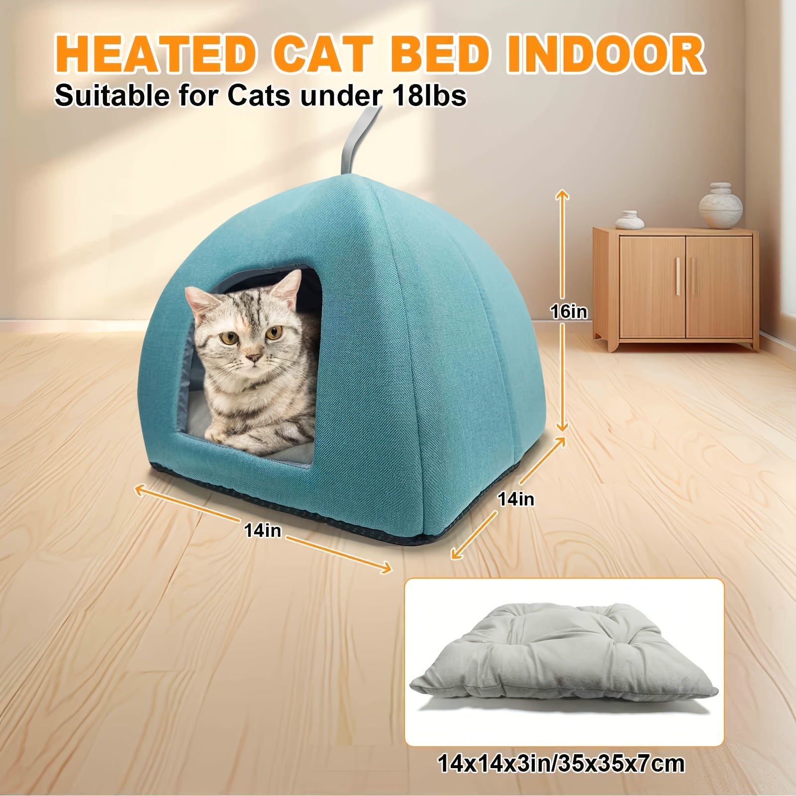 Cozy Cat Cave Bed for Indoor Cats - Soft Removable Washable Cushioned Pillow, No Assembly Needed Classic Design Cat Tent House for Small & Medium Pets, Pet Bed & Furniture