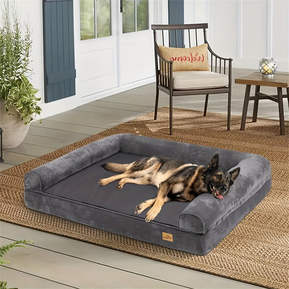 Large Sofa Dog Bed Hidden Zipper & Waterproof Lining-Ultra Plush, Orthopedic Memory Foam, Removable & Washable Cover, Anti-Slip Bottom, All-Season Comfort
