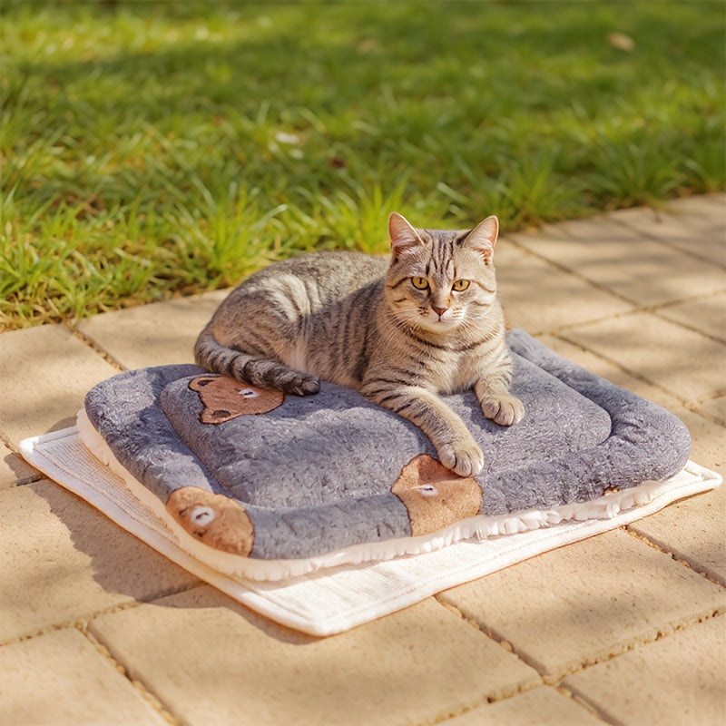 Extra Warm Winter Plush Pet Mat - Thick Soft Cushioned Bed with Cute, Non-Slip Washable Small animal mattress for Cats, Rabbits, Small Dogs - Easy Clean Indoor/Outdoor use, 45x35cm (17.7x13.8in), 3 Colors - Ideal Gift for Pet Lovers