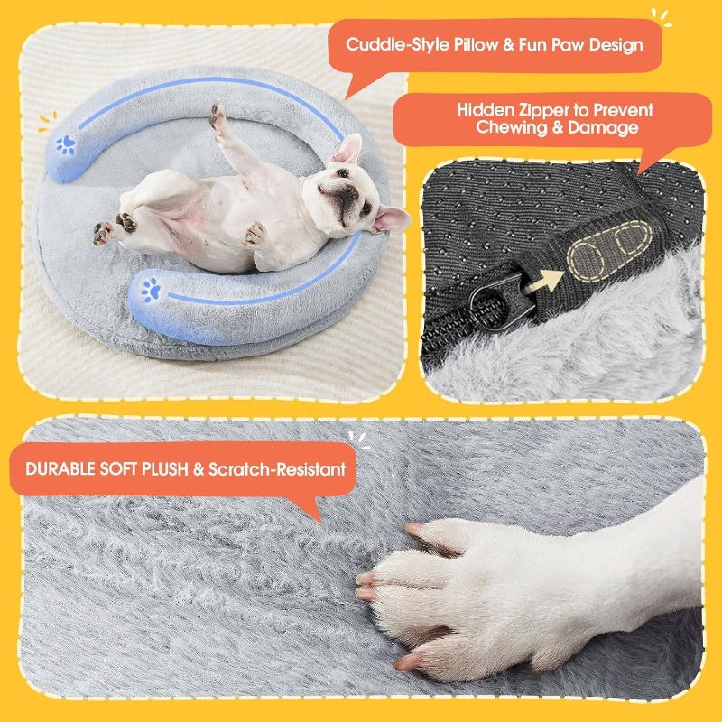 Pet Soft CuddleNest Orthopedic Dog Bed Small Medium Size Dog, High Quality Supportive Foam Cat Couch Bolster Pet Bed with Pillow, Removable Washable Cover, NonSlip Bottom, Grey